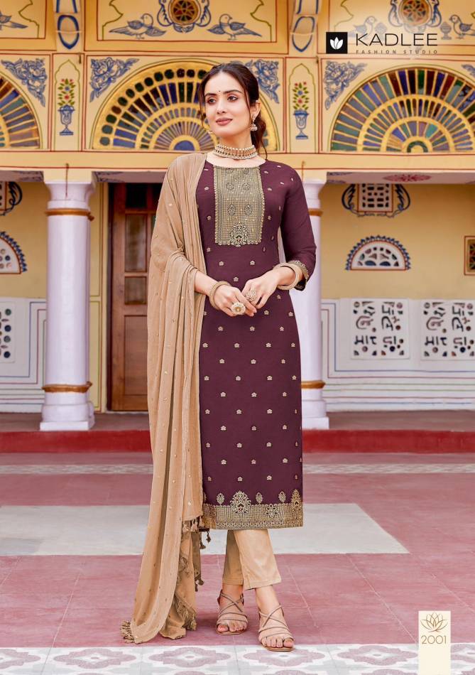 Virasat By Kadlee Muslin Embroidery Kurti With Bottom Dupatta Wholesale Clothing Suppliers In India
